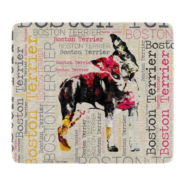 Adorable Boston Terrier Cutting Board (Front)