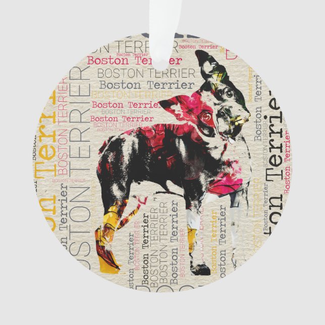 Adorable Boston Terrier Ornament (Front)