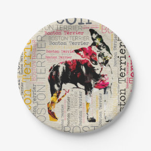 Adorable Boston Terrier Paper Plate