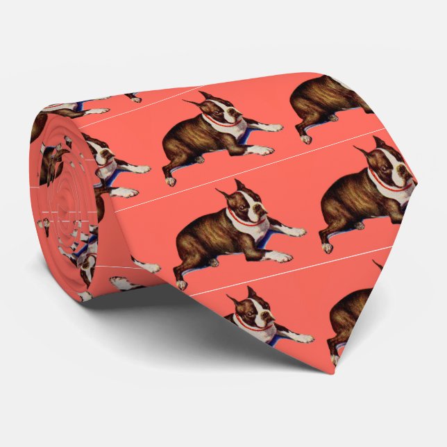 adorable Boston terrier Tie (Rolled)