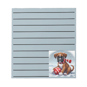 Adorable Boxer Puppy in Snowy Scenery Notepad