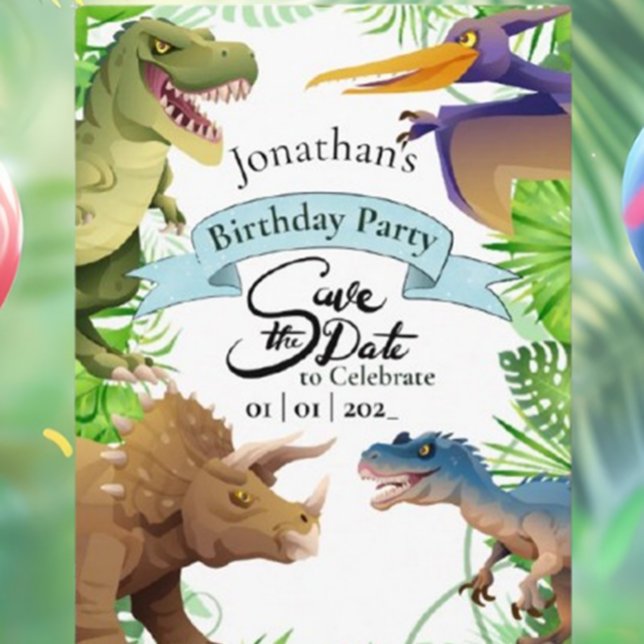 Adorable Boy Dinosaur Birthday Invite Postcard (Creator Uploaded)