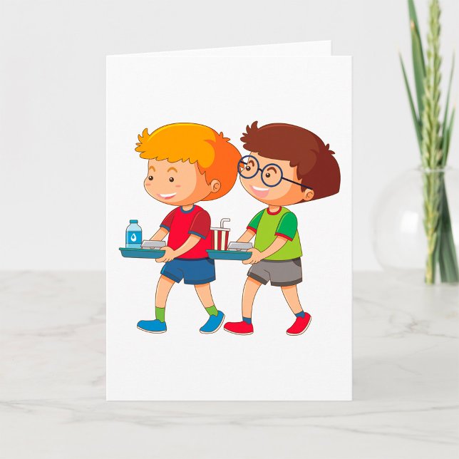 Adorable Boys Carrying Food Trays  Card (Creator Uploaded)