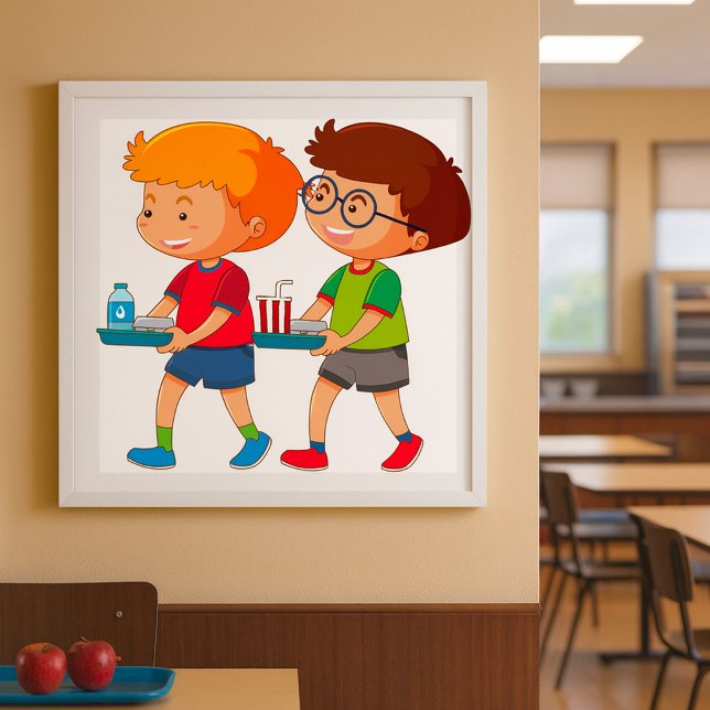 Adorable Boys Carrying Food Trays  Poster (Creator Uploaded)