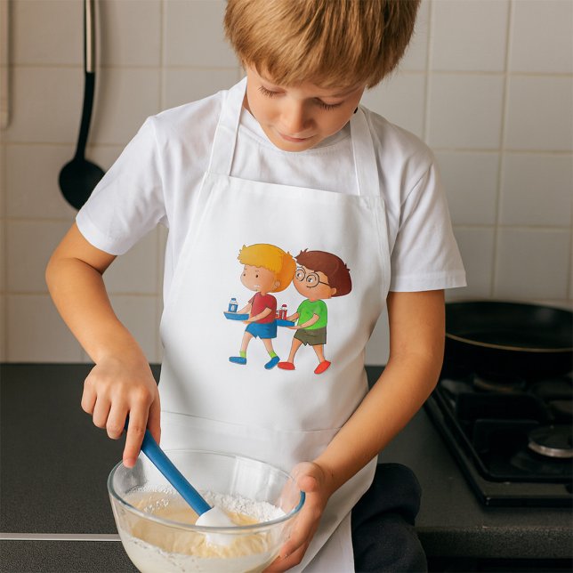Adorable Boys Carrying Food Trays  Standard Apron (Creator Uploaded)