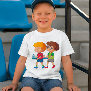 Adorable Boys Carrying Food Trays T-Shirt