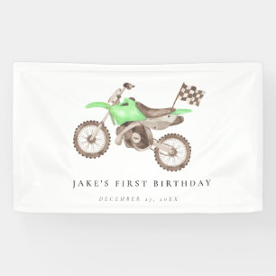 Adorable Bright Green Dirt Bike Banner