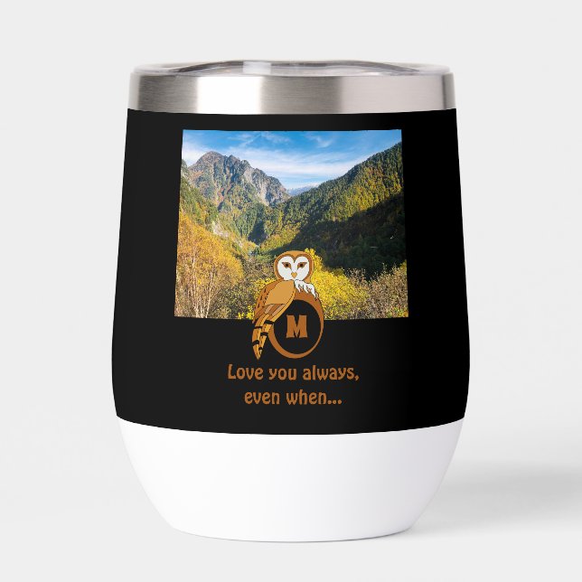 Adorable British Owl Nesting Monogram Egg Photo (Back)