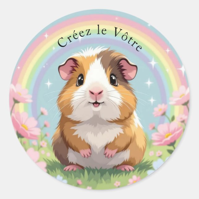 Adorable brown and white guinea pig sticker (Front)