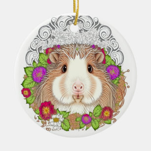 Adorable Brown Guinea Pig Ceramic Tree Decoration