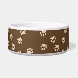 Adorable Brown Paw Printed Large Dog Bowl