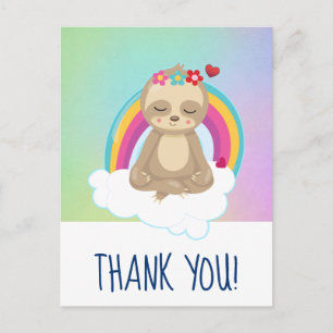 Adorable Brown Sloth Meditating Peacefully Postcard