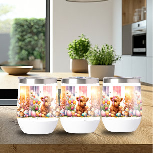 Adorable Brushstroke Easter Cow Wine Tumbler