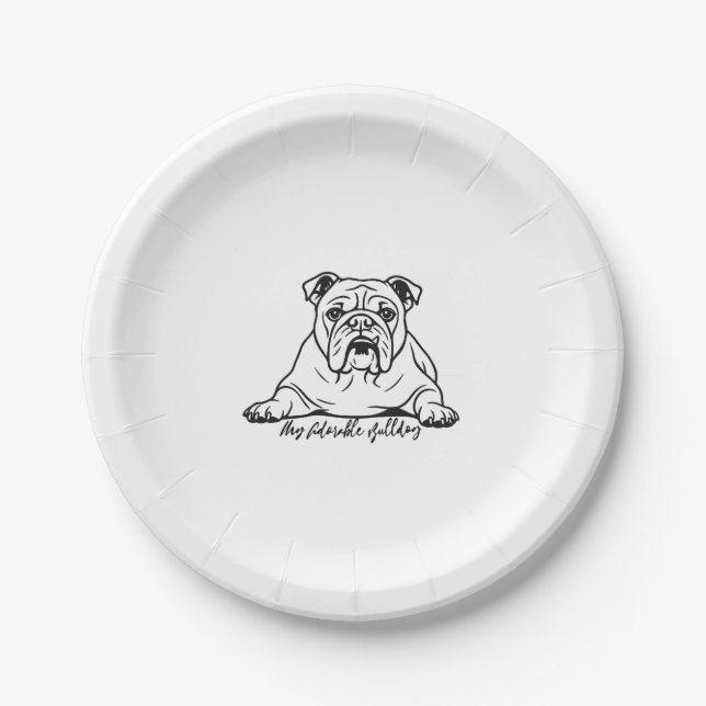 Adorable Bulldog Paper Plate (Front)