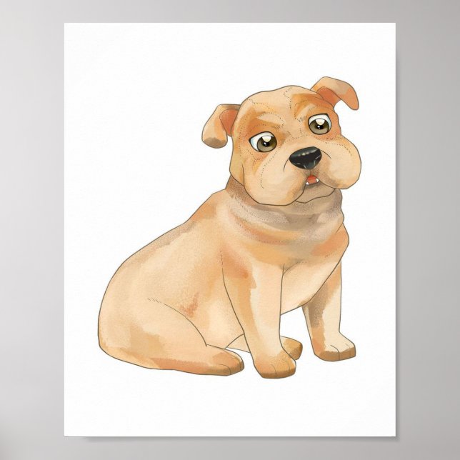 Adorable Bulldog Wall Art | Pitbull Owner Gift (Front)