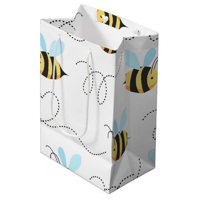 Adorable Bumble Bee Pattern Medium Gift Bag (Front Angled)