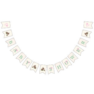 Adorable Bunnies in Clover with Hearts Baby Shower Bunting