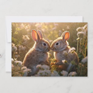 Adorable Bunnies in Spring Meadow Design Card