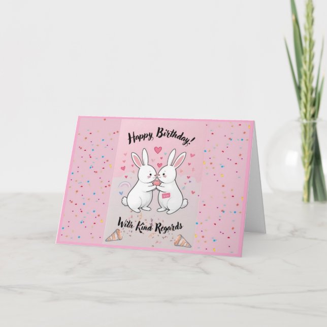Adorable Bunny Birthday Card (Front)