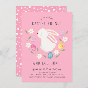 Adorable Bunny Easter Brunch & Egg Hunt Invitation