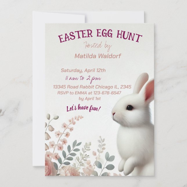 Adorable Bunny Easter Egg Hunt Invitation (Front)