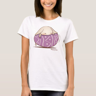 Adorable Bunny laying on a Purple Easter Egg T-Shirt