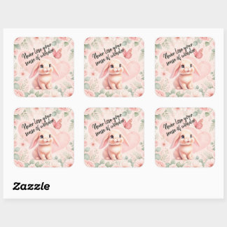 Adorable Bunny 'n Butterfly Magnet Square Sticker