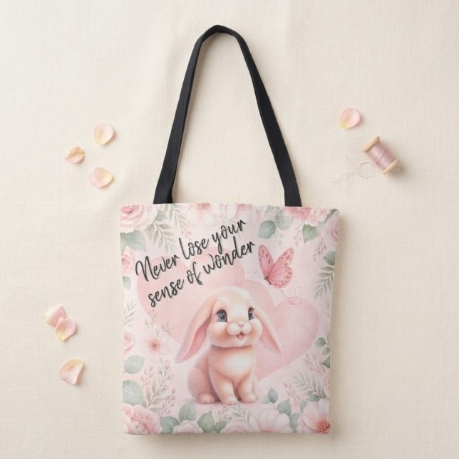 Adorable Bunny 'n Butterfly  Tote Bag (Creator Uploaded)