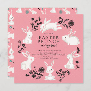 Adorable Bunny Party & Egg Hunt Easter Brunch Invitation