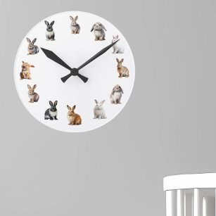 Adorable Bunny Rabbit Nursery  Round Clock