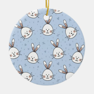 Adorable Bunny Rabbit Pattern Ceramic Tree Decoration