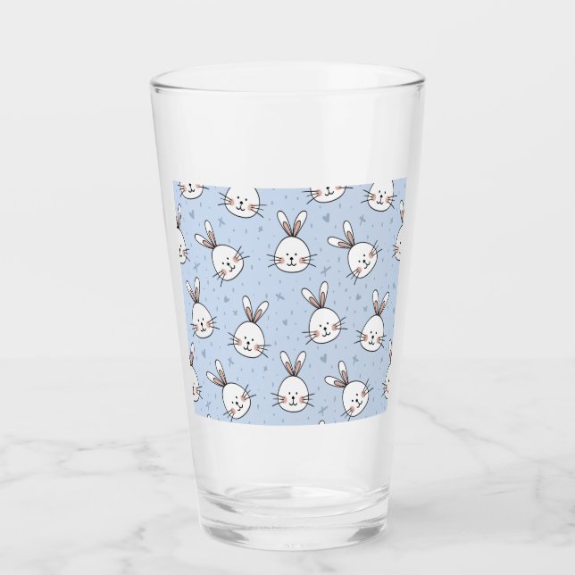 Adorable Bunny Rabbit Pattern Glass (Front)