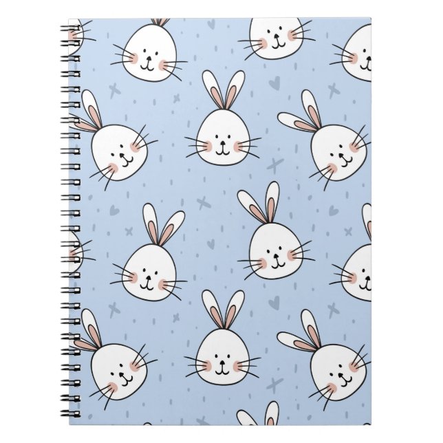Adorable Bunny Rabbit Pattern Notebook (Front)