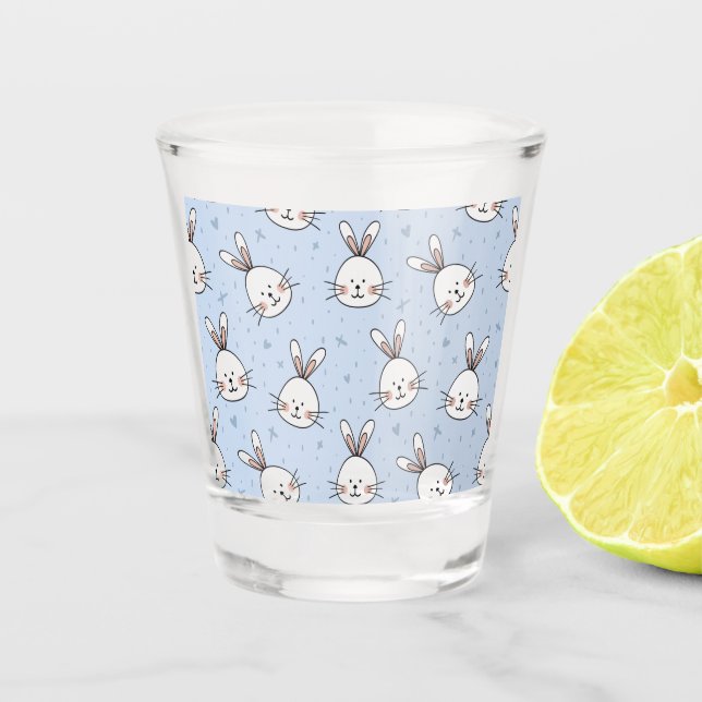 Adorable Bunny Rabbit Pattern Shot Glass (Front)