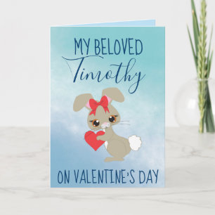 Adorable Bunny Valentine for Boyfriend Holiday Card