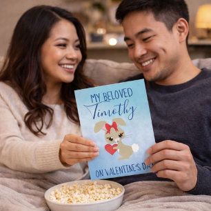 Adorable Bunny Valentine for Boyfriend Holiday Card