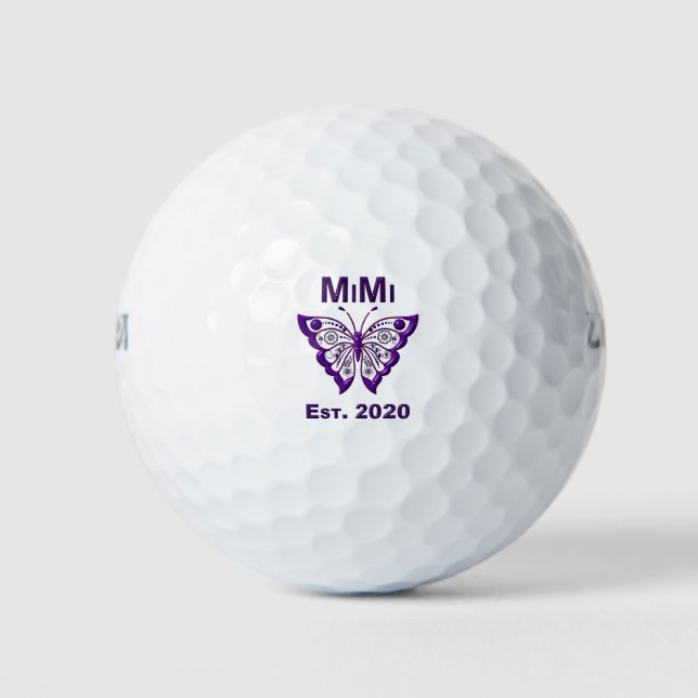 Adorable Butterfly Mimi “Est 2020” Golf Balls (Front)