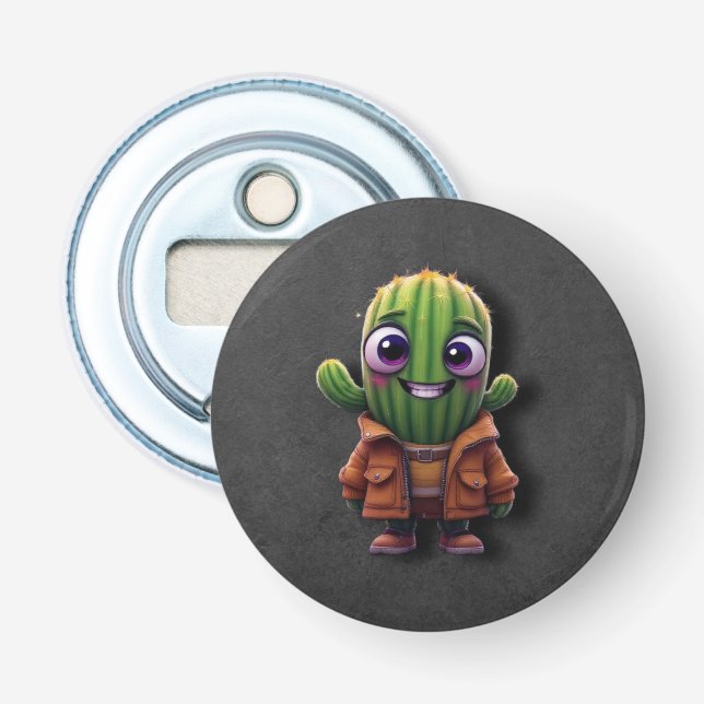 Adorable Cactus Character Bottle Opener (Front)