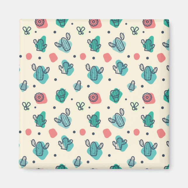 Adorable Cactus Pattern Magnet (Front)