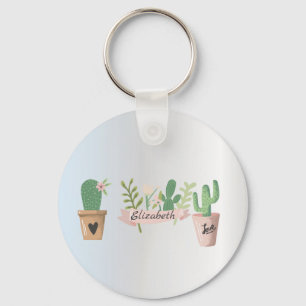 Adorable Cactus, Silver   Key Ring