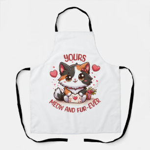 Adorable Calico Cat Valentine's Day Apron