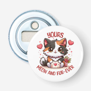 Adorable Calico Cat Valentine's Day Bottle Opener