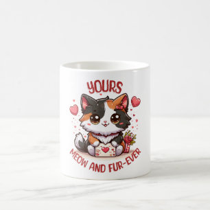 Adorable Calico Cat Valentine's Day Coffee Mug