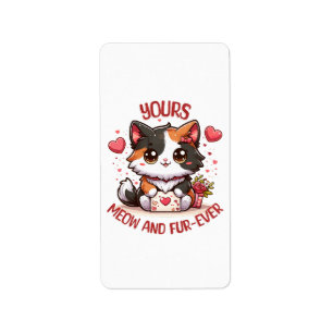 Adorable Calico Cat Valentine's Day Label