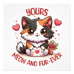 Adorable Calico Cat Valentine's Day Photo Print