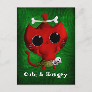 Adorable Cannibal Halloween Cat Postcard