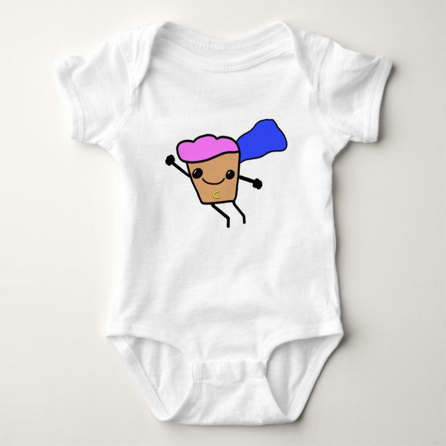 Adorable Captain Cupcake Superhero Cute Kids Gift Baby Bodysuit (Front)