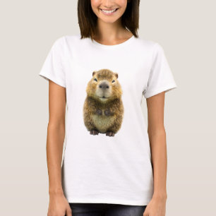 Adorable Capybara Standing Fluffy Fur Women T-Shirt