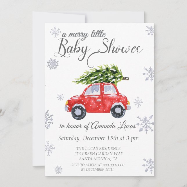 Adorable car winter baby shower Invitation (Front)