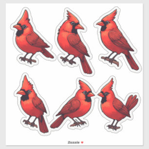 Adorable Cardinal Bird Sticker Collection